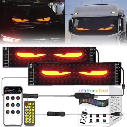LED Augen für LKW, Flex LED Display Auto Augen, Devil Eyes, DIY Car Dynamic LED Smart Colorful Eye Lamp Soft Screen, USB Flexibles Bluetooth App-Steuerungsdisplay (2pcs 70 x 173mm)