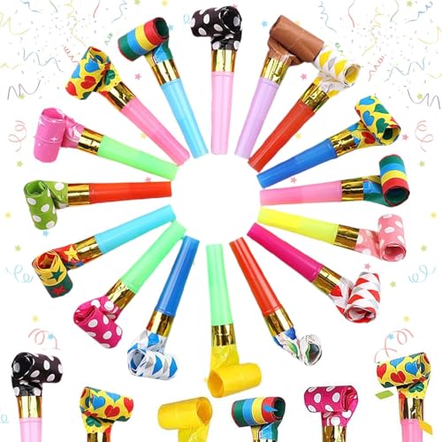 Dreamil Gebläse Krachmacher Tröten Kindergeburtstag 20 Stück Bunte Party Hörner Partygebläse Lustige Spielzeuge Funny Whistles Gebläse für Kinder