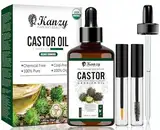 Kanzy Rizinusöl Bio Kaltgepresst 100% Rein, Organic Castor Oil for Hair Growth Natürlich Rizinus Öl für Körper, Haare, Nägel, Wimpern, Augenbrauen