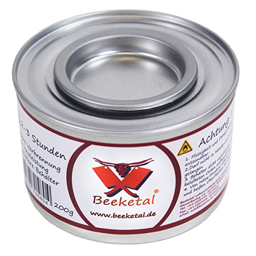 Beeketal Brennpaste - 6 x 200g Sicherheitsbrennpaste Dosen, ca. 2-3 Std. Brenndauer pro Dose, sauber und geruchlos, für z.B. Fondue oder Chafing Dish Speisewärmer - 6er Pack (6 x 200g Dosen)