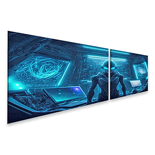 islandburner Bild auf Leinwand Humanoides Alien Steht Futuristisches Kontrollpult Raumschiff Kommandoposten Hum Bilder Wandbilder Poster IUXT-2K