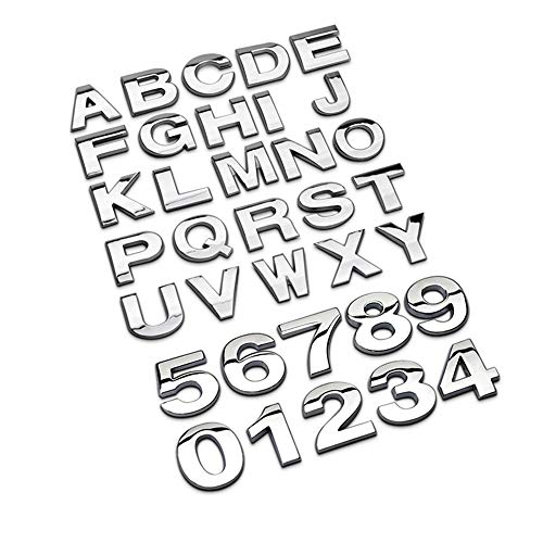 NewL Benutzerdefinierte Metall-Buchstaben für Auto und Briefkasten, Hausaufkleber, Emblem, Namensschild (Silber)