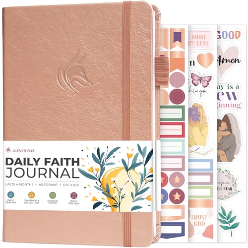 Clever Fox Daily Faith Journal – Geführtes Gebet, Dankbarkeit & Bibelstudium Notizbuch – Glaubensbasierte Geschenke & Journaling-Zubehör für Frauen (Roségold)