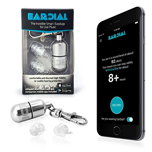 EarDial HiFi Ohrstöpsel - Unsichtbare Gehörschutz für Konzerte, Musik Festivals, Disco, Musiker, Motorradfahrer, und andere Diskreter, Wiederverwendbarer Lärmschutz. Mit Kompakter Behälter und App