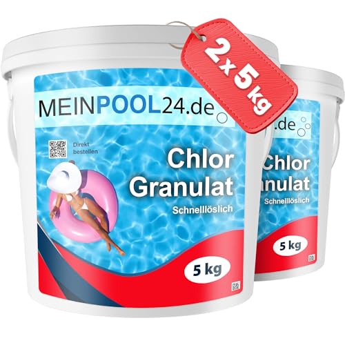 meinpool24.de 10 KG (2 x 5 kg) MEINPOOL24.DE CHLORGRANULAT CHLOR GRANULAT SCHNELL LÖSLICH 56% AKTIVCHLOR INNERHALB VON Deutschland