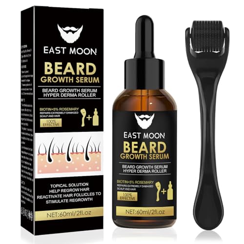 Bartwuchs Kit,Bartwachstum Set mit Bartroller,Bartwuchs Serum Öl/Beard Roller,Beard Growth Kit,Stimuliert Schnurrbart und Haarwachstum,Geschenke für Männer Vater