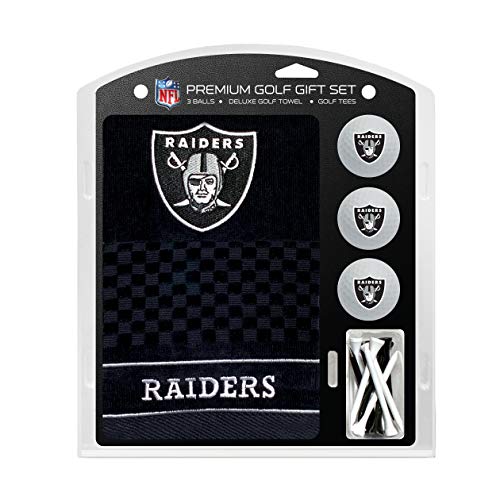 Team Golf NFL Las Vegas Raiders Besticktes Golf-Handtuch, 3 Golfbälle und Golf-Teeset, Geschenk-Set, Besticktes Golf-Handtuch, 3 Golfbälle und 14 Golf-Tees 6,5 cm Verordnung, dreifach gefaltetes