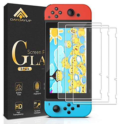 daydayup [3 Stück] Schutzfolie kompatibel mit Nintendo Switch, Panzerglas Folie Displayschutzfolie für Nintendo Switch[Anti Kratzer][Bläschenfrei][HD Clear][9H Härt]