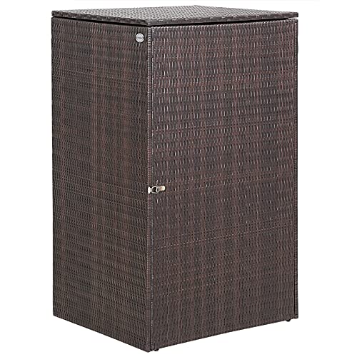 CASARIA® Mülltonnenbox mit Klappdeckel + Verschluss für 240 Liter Mülltonne 115x80x65cm Mülltonnenverkleidung Poly Rattan