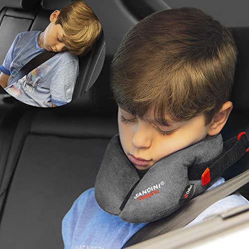 SANDINI SleepFix® Kids Outlast® – Kinder Schlafkissen/Nackenkissen mit Stützfunktion und Temperaturausgleich – Kindersitz-Zubehör für Auto/Fahrrad/Reise – Verhindert Abkippen des Kopfes im Schlaf