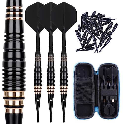 CyeeLife Dartpfeile mit Kunststoffspitze für Elektronische Dartscheibe 3 Stück Soft Darts Pfeile Set, 18 Gramm Profi Softdarts Dartpfeil, mit 30pcs Dartpfeil Spitzen und PU Aufbewahrungstasche