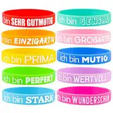 BETESSIN 10 Stücke Motivationsarmbänder Deutsch Inspirierende Silikon Armbänder mit Positiven Sprüchen Powerarmbänder Set für Teens Damen Herren - Kleine Geschenke