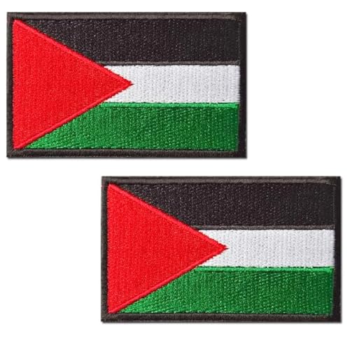 TXSN Palestine Flag Patches, Hook & Loop Tactical Morale Patch Full Embroidery Military Patch for Caps Bags Vests Military Uniforms, Pack of 2