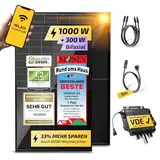 Solakon® 1000W Balkonkraftwerk - Balkonkraftwerk 800W komplett Steckdose - neuester 800 Watt Wechselrichter - Solaranlage Komplettset - 500W bifaziale Solarmodule inkl. Zubehör - 5m Kabel