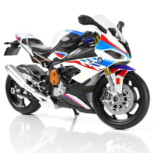 Risopen 1:12 Motorrad Modell kompatibel für BMW S1000RR Legierung Diecast Motorrad Modell Spielzeug Mini Moto Geschenk (Weiß)
