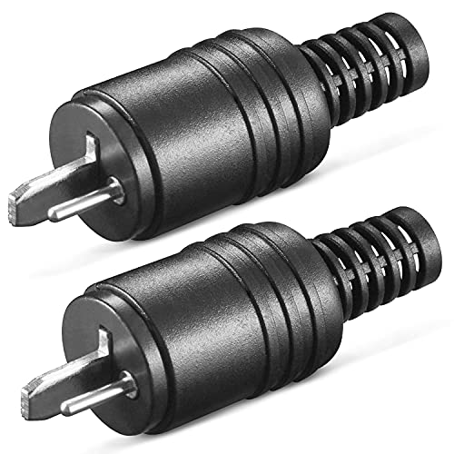 Lautsprecherstecker | mit Schraubanschluss | Gerade Schraubbar Knickschutz 2,2 mm | Boxen Audio Adapter Kabelanschluss Lautsprecher Stecker | Schwarz | Lautsprecherstecker mit Knickschutz, 2 Stück