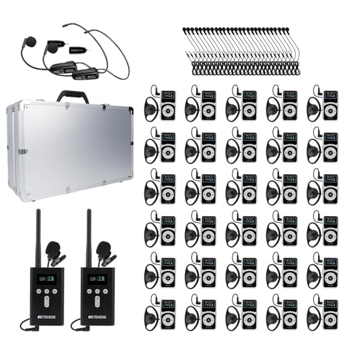 Retekess T130P (T130 3rd) Kabelloses Tour Guide System, Audio Whisper Tour Guide System, 160m, Abgestufte Geräuschreduzierung, Typ-C Aufladung für Tourismus (2 Sender, 30 Empfänger)