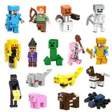 Fouvin 16 Stück Miner Gamer Figuren, Mini Spielzeug Figuren, Bausteine Spielzeug, Tortenfiguren Set, Geeignet für Kinder, Spieleliebhaber, als Dekoration, Sammlerstücke und Geburtstagsgeschenke