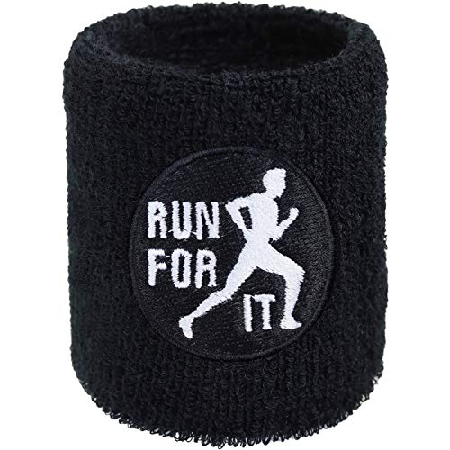 Run for IT Schweissband Exclusive Läufer Stickerei Schweißband Marathon Vital Bestickt & Absorbierendes Frottee | Fitness Wristband Geschenk Jogging Schweiß-Armband