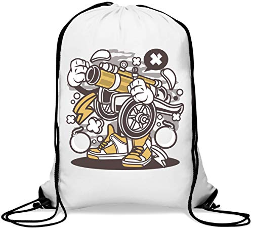 Canon Ball Historic Cartoon Canon Graphic Gym Sack Casual Drawstring Bag