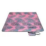 SONGMICS Picknickdecke, 200 x 200 cm, großer Teppich, für Camping, Park, Garten, Strand, wasserabweisend, maschinenwaschbar, faltbar, Farnmuster und Rose, GCM87KJ