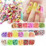 GZMAYUEN 2 Boxen Polymer Obst Scheiben 3D Mini Obst Polymer Scheiben Obst Ton Scheiben Charms Nail Art Dekoration für DIY Handwerk Harz Schleim Handy Dekoration