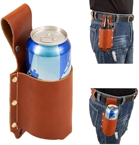 Biergürtel Bierhalter,Leder Flaschenhalter Gürtel Bierflaschenhalter Bierholster,Bier Geschenke für Männer Vatertag Weihnachten, Biertrinker/Liebhaber Bierzubehör für die Reise.Männergeschenke