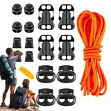 Rucksack elastische Seilschnalle, Bergstasche Schnalle, Wanderrucksack Daypack Elastic Seil mit Schnalle, Ersatz 18-teiliges Set, erhöhte Lagerkapazität für Trekking, Freien, Bergsteigen