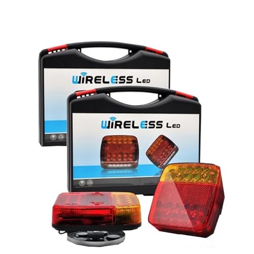 Wireless Trailer Lights,Waterproof Magnetic Wireless Led Trailer Rear Lights Kit,100ft Super Bright wireless rechargeable tail lights,with Powerful Suction Base,for Truck, Rv (2)