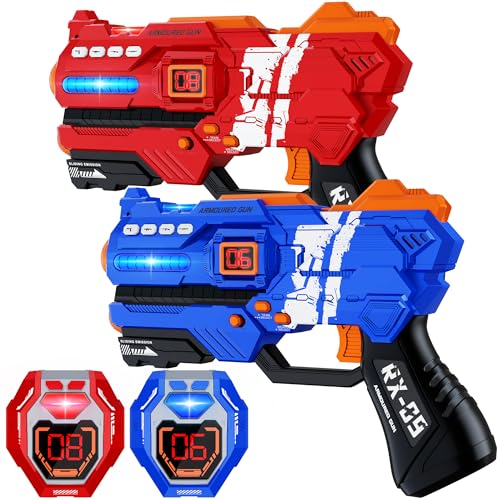 Lasertag Guns Set für Kinder, 2 Set mit Westen 2 Spieler LaserTag-Blaster Spielzeug Kinder Indoor Outdoor Gruppe Aktivität Spielzeug Geschenk 6 7 8 9 10 11 12+ Jungen Mädchen