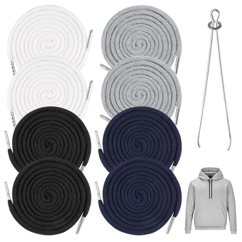 8 Stück Kordel für Jogginghose, Baumwolle Kordelzug mit Durchziehnadel, Kordelenden Metall Ersatz-Saiten für Hoodie, Sporthosen Hosen, Sweatshirts, Jacken