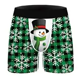 OIUHJN Flache, dünne, atmungsaktive Herren-Unterwäsche mit Weihnachtsdruck, modische, lässige Sport-Boxershorts mit eng anliegender Passform Reizvolle Unterwäsche Herren (Green, S)