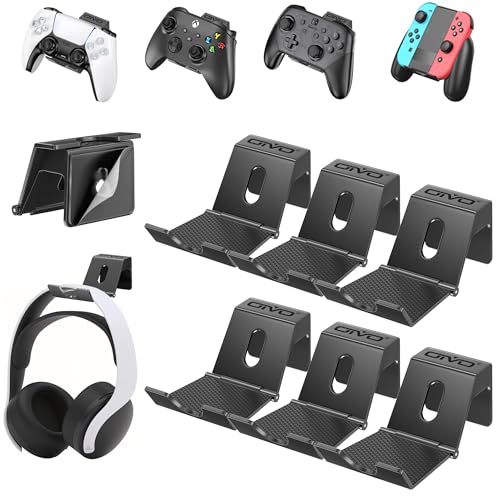 Controller/Headset Halterung, Faltbar Kopfhörer Halter Wand, Universal Kopfhörer Haken für Over Ear Kopfhörer, Lagerung Kopfhörer/Controller Ständer für Gaming-Zubehör- 6 Stück