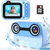 YunLone Unterwasserkamera, Digitalkamera Wasserdicht 10ft 1080P Full HD 26MP 10X Digitalzoom wasserdichte Kamera Schnorcheln für Unterwasser-Selfie, Schwimmen, Strand, Wasserpark - Blau