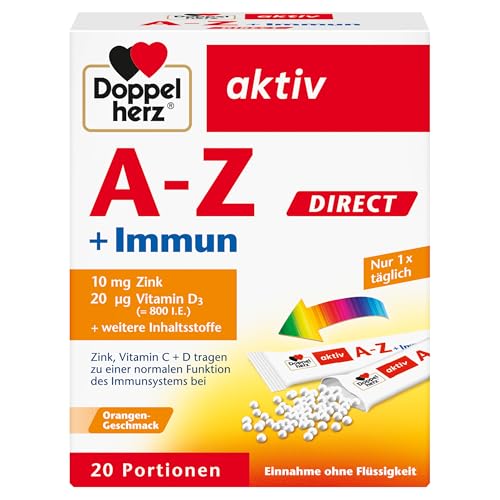 Doppelherz A–Z + Immun DIRECT – Mit Zink, Vitamin B12, Vitamin C und D als Beitrag für die normale Funktion des Immunsystems –Flüssigkeit, 20 Sachets