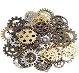 GOLDGE 100 Gramm Steampunk Zahnräder Metall Anhänger Zahnraeder Steampunk für Schmuck Basteln (ca.70pcs)