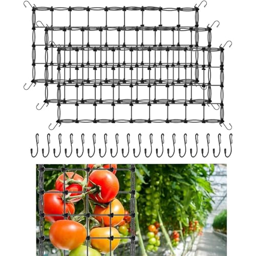 Wachstumszeltnetz 60 x 120 cm, Pflanze Unterstützung Netz für Gemüse Früchte Blumen, Ranknetz für Pflanzen, Elastisches Hakengittergitter Rankhilfe Stütznetz Rankhilfen Gartennetz