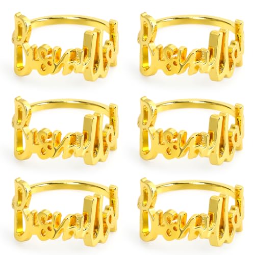 Bluelves Serviettenringe,6 Stück Bismillah Letter Metall Serviettenring Set,Serviettenringe Gold für Ramadan,Eid Mubarak Dekoration, Hochzeit,Islam Deko, Party, Bankett Back