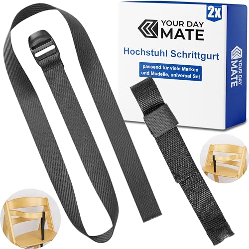 Schrittgurt für Hochstuhl, 2 Versionen, in Schwarz, Gurtriemen kompatibel mit Hauck Alpha Beta, Stokke Tripp Trapp, roba Sit Up, Gurt Frontbügel Tray, Frontstange Band mit Schnalle, Gurtband mit Klett