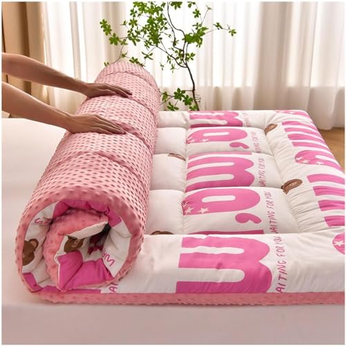 Japanische Futon-Matratze, 100% Baumwolle, faltbares und tragbares Bodenliegebett, aufrollbare Isomatte, Shikibuton,P,90x200cm