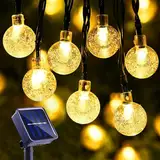 Moxled Solar Lichterkette Aussen 60 LED, 11M Lichterkette Außen Solar Wasserdicht, 8 Modes Solar Lichterkette Außen für Garten, Terrasse, Balkon, Partys (Warmweiß)