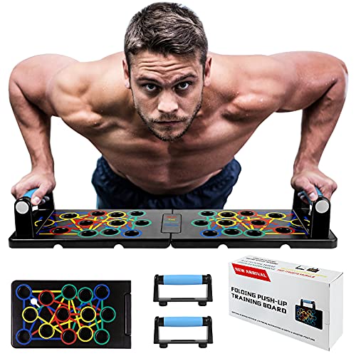 24 in 1 Liegestütze Brett Faltbare Tragbare Pushup Ständer Heim Fitness Training mit Handgriff für Muskeltraining Effektiv Formen