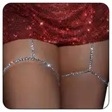 Zookey 2 Stück Sparkly Strass Beinkette Silber Kristall Oberschenkelkette Rave Nachtclub Körperkette Schmuck Accessoires für Frauen und Mädchen