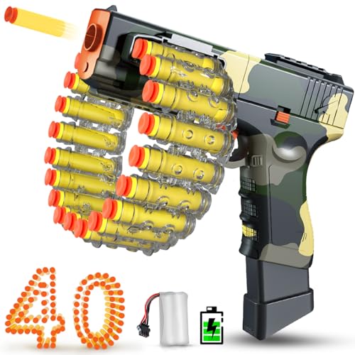 VATOS Elektrische Spielzeugpistole für Kinder,mit Kettenmagazin (18 Darts Clip),Automatische & Manuelle Foam Blaster mit 40 Darts,Spiele Spielzeug Geschenk für 6-12 Jahre alt Jungen Mädchen