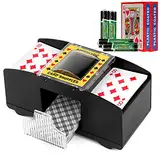 SZBJSMF Kartenmischer 2 Deck,Kartenmischmaschine Elektrische mit Batteries und 2 Poker für UNO, Poker, Texas Hold Em, Omaha, Baccarat