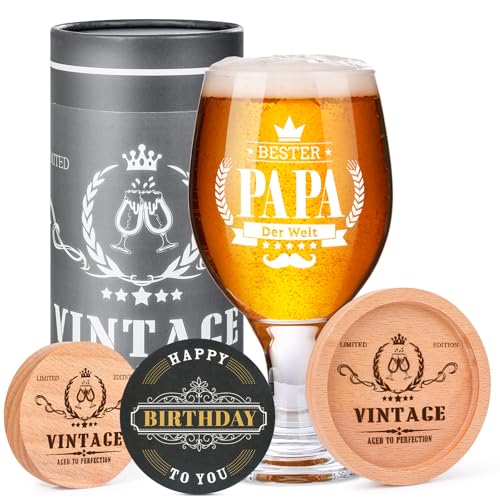 Geschenke für Papa, Geburtstagsgeschenk für Papa, Geschenk zum Vatertag, Geschenke für Papa zu Weihnachten, Geburtstag Personalisierte Bierglas Mit Gravur für Bester Papa