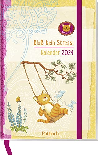 Taschenkalender 2024: Om-Katze: Bloß kein Stress!: Terminkalender, Wochenplaner mit Ferienterminen und Monatsübersichten (Terminplaner für die Handtasche)