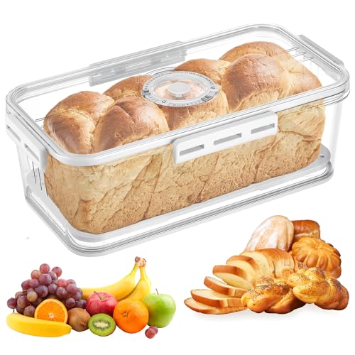 Hejo Brotkasten Groß, Transparente Brotbox, Brottopf aus PET Material, Timing Brotaufbewahrung, Toastbrot Aufbewahrungsbox mit Deckel, Brotbehälter für Küche Transport (32×17×11cm)