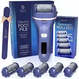 Essy Hornhautentferner Elektrisch mit 5 Ersatzrollen Hornhaut Entfernen Fuß Elektrischer Hornhautentferner Elektrisch Testsieger Elektrische Hornhautentfernung Hornhaut Pediküre Set Fußpflege (Blau)