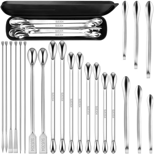Artcome 23 Stück Labor Spatel Set 304 Edelstahl Mixer Labor Probenahme Pulver Schaufel für Leere Kapseln Pillen